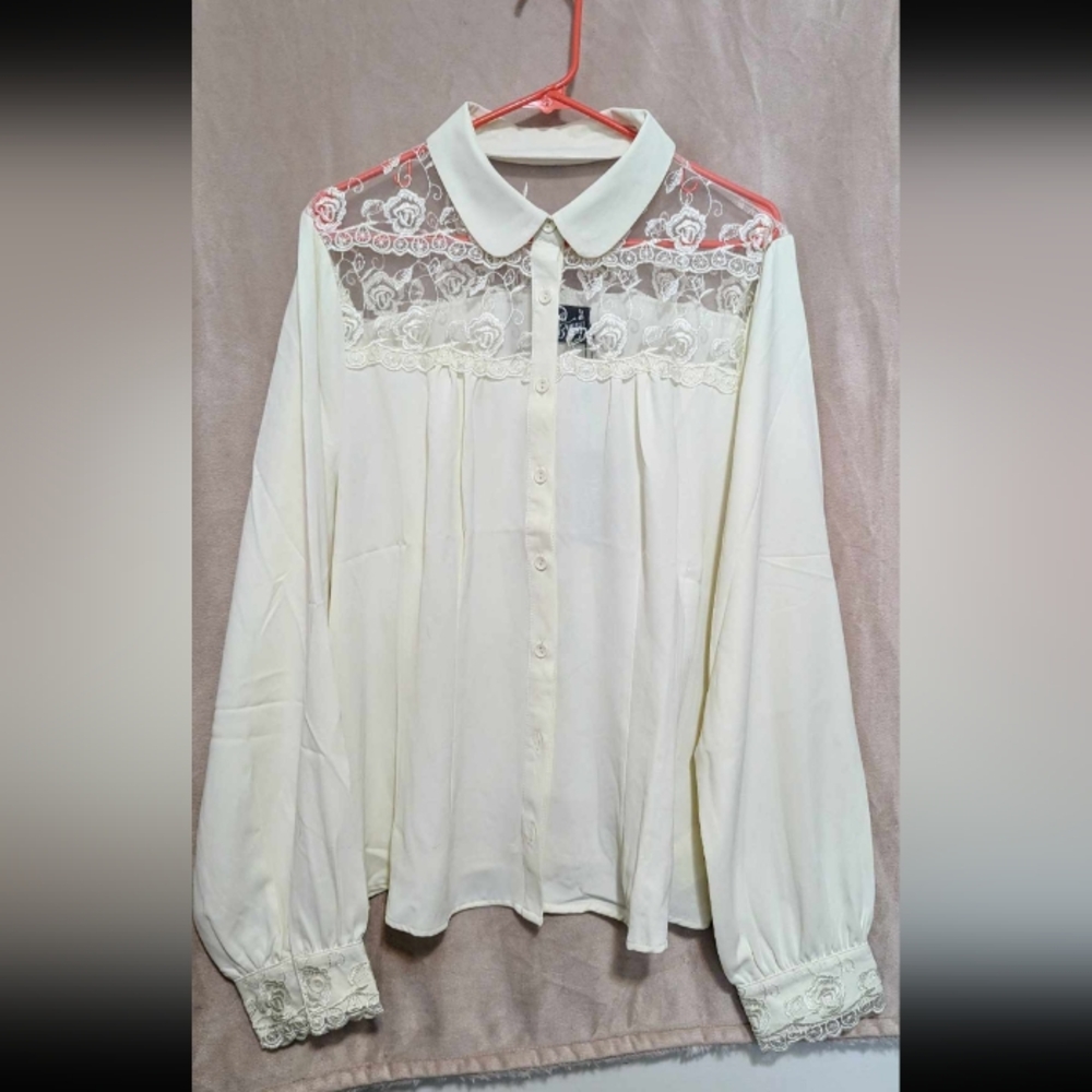 Hell Bunny Ivory Lucille Blouse - 3X